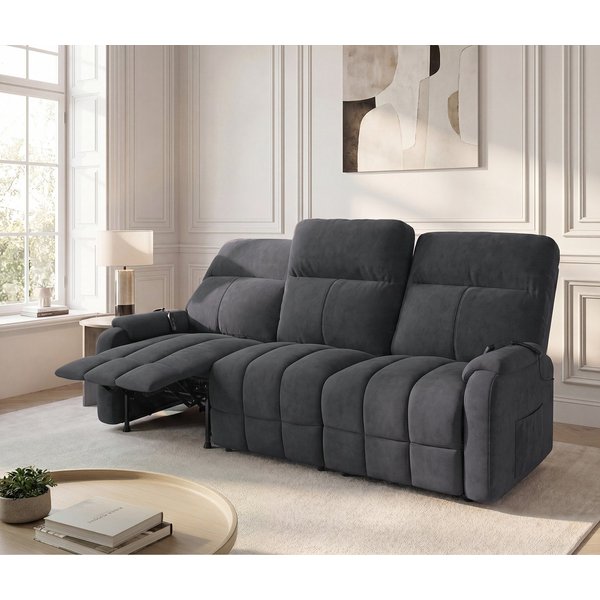 Furnicopia Big-Sofa 3er Sitzer Relaxsofa Fernsehsessel, mit Fussteil, Federkern Elektrisch Verstellbar Relaxfunktion Heimkino Sofa