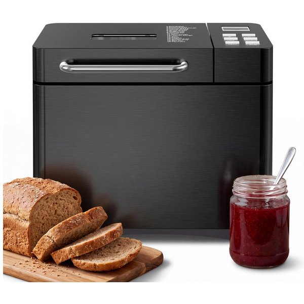 Furnicopia Brotbackautomat 19-in-1 Brotbackautomat, 1kg, Edelstahl, Timer, automatische Beigabe, 19 Programme, 710 W, 19 Programme, 3 Krustenfarben 3 GroBen,Ker