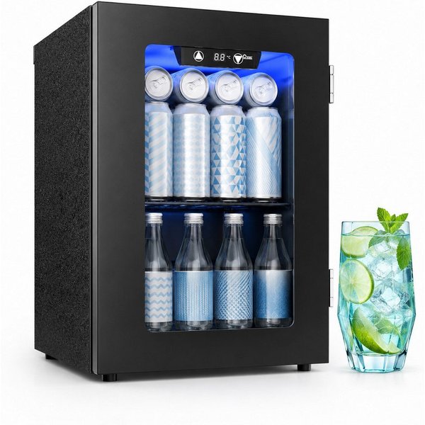 Furnicopia Getränkekühlschrank 18L,leise, 24 Dosen/6 Flaschen, verstellbares Regal, Digital-Display, Energieklasse E JC-18UEL-F, Kompressor, Doppelglas, LED, we