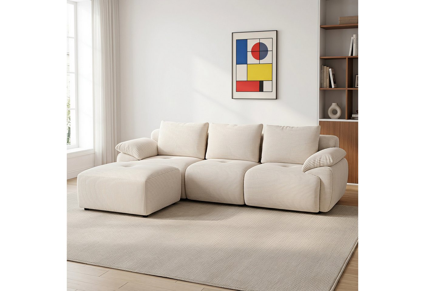 Furnishings Home Ecksofa Couch L-Form Sofa 4-Sitzer Vierersofa mit schlaffunktion, Modulares 104-Zoll-Wohnzimmer-Sofaset Groß und bequem – Bild 3 von 5