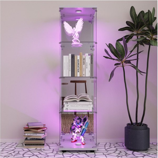 Furnishings Home Glasvitrine Vitrine Doppeltür Hoch Eckvitrine, Mit Sicherheitsschloss (Größe:42 x 36 x 164 cm, 1 tlg) Standvitrine, Mit LED-Beleuchtung, perfek