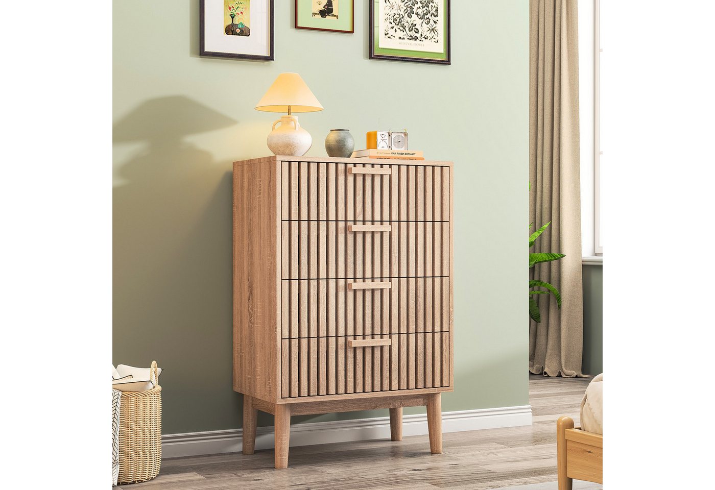 Furnishings Home Kommode Sideboard Schrank Kredenz 6 Schubladen (1 St., 60x34x91 cm), Küchenschrank Mit Griff, vielseitig einsetzbar, Moderne – Bild 4 von 5