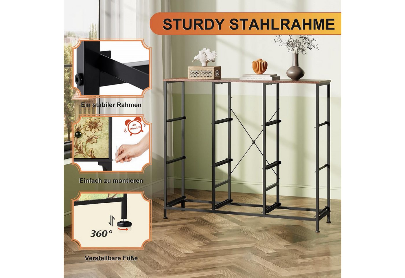 Furnishings Home Schubkastenkommode Sideboard Kommode Nachttisch Moderne (1 tlg. 100 x 30 x 86.5 cm (BxTxH), 9 Schubladen, Retro-Stil, Blumenstoff – Bild 5 von 5