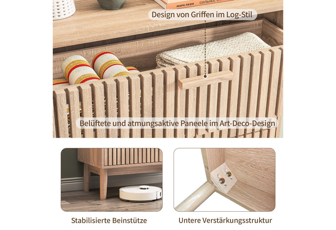 Furnishings Home Sideboard Kommode Schrank Anrichte 6 Schubladen (1 St., 100x73x34 cm), Küchenschrank Mit Griff, vielseitig einsetzbar, Moderne – Bild 5 von 5