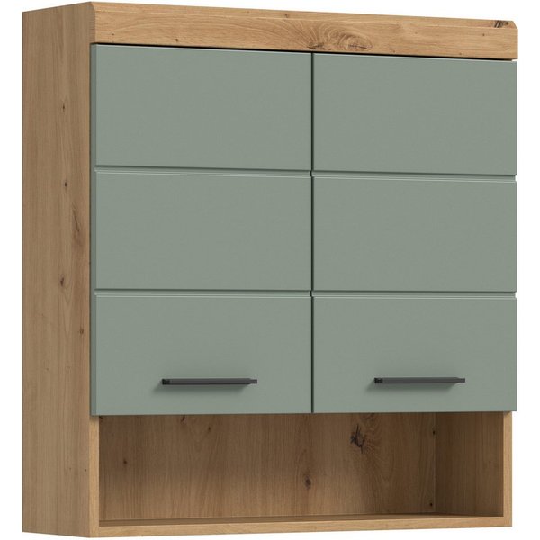 furnling Hängeschrank Scott 2 Türen, 1 offenes Fach, Stauraum, Badmöbel, Badschrank, 74 cm breit