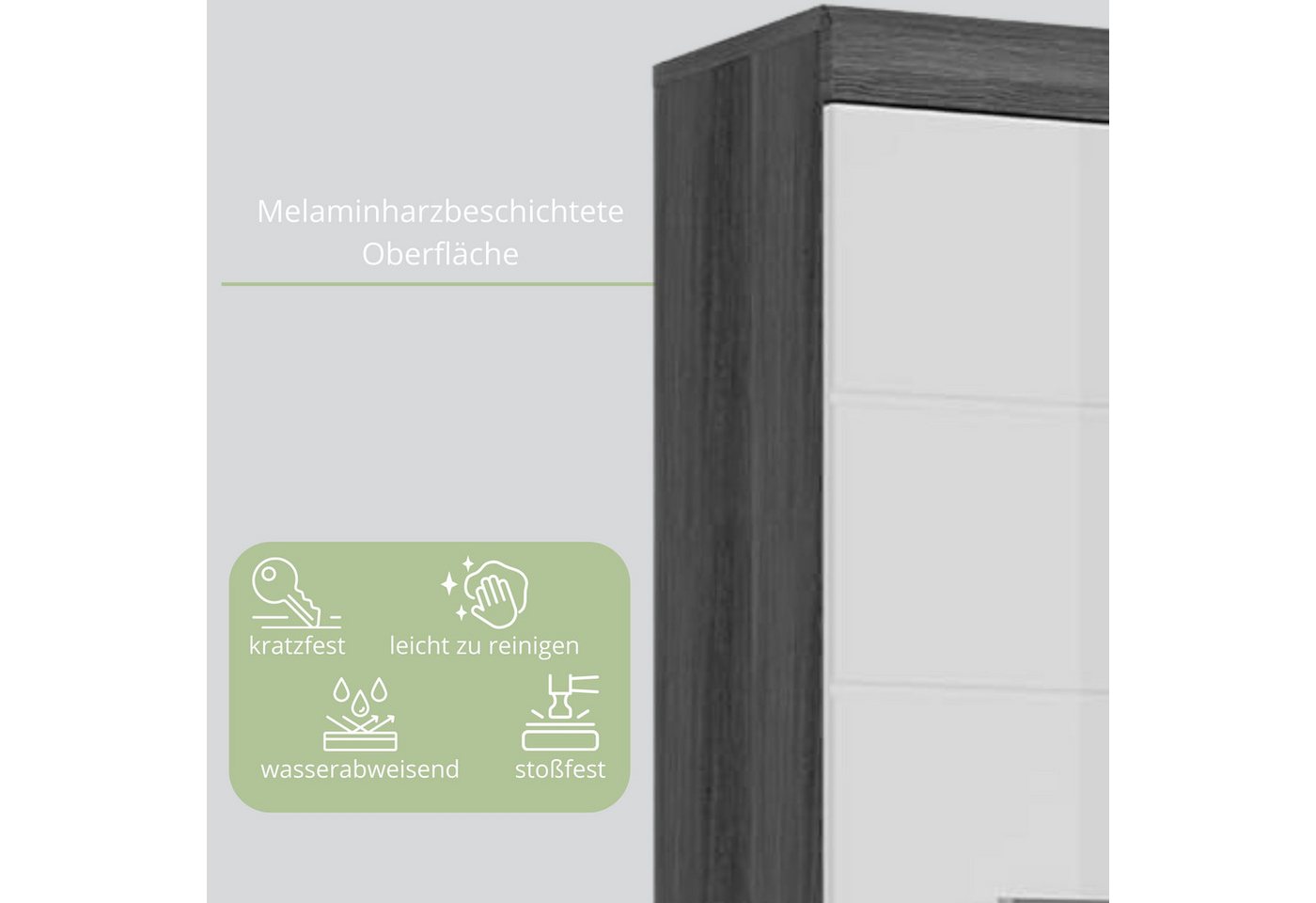 furnling Hängeschrank Scott 2 Türen, 1 offenes Fach, Stauraum, Badmöbel, Badschrank, 74 cm breit – Bild 5 von 5