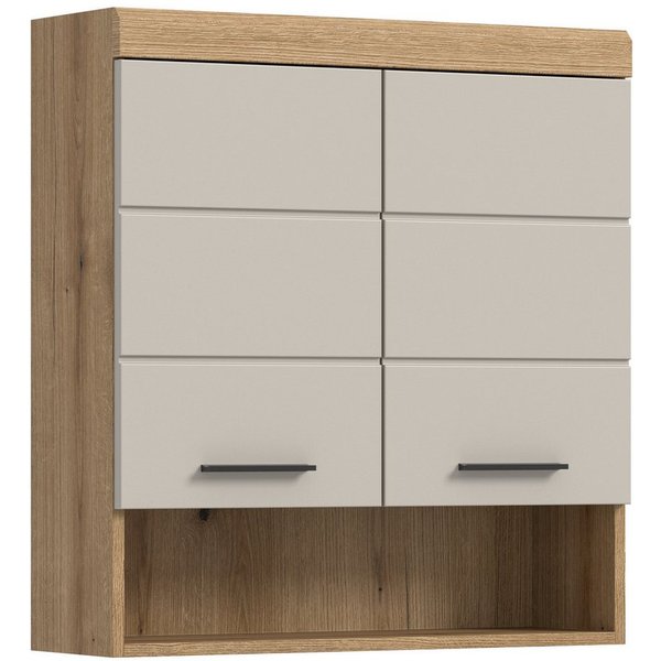 furnling Hängeschrank Scott 2 Türen, 1 offenes Fach, Stauraum, Badmöbel, Badschrank, 74 cm breit