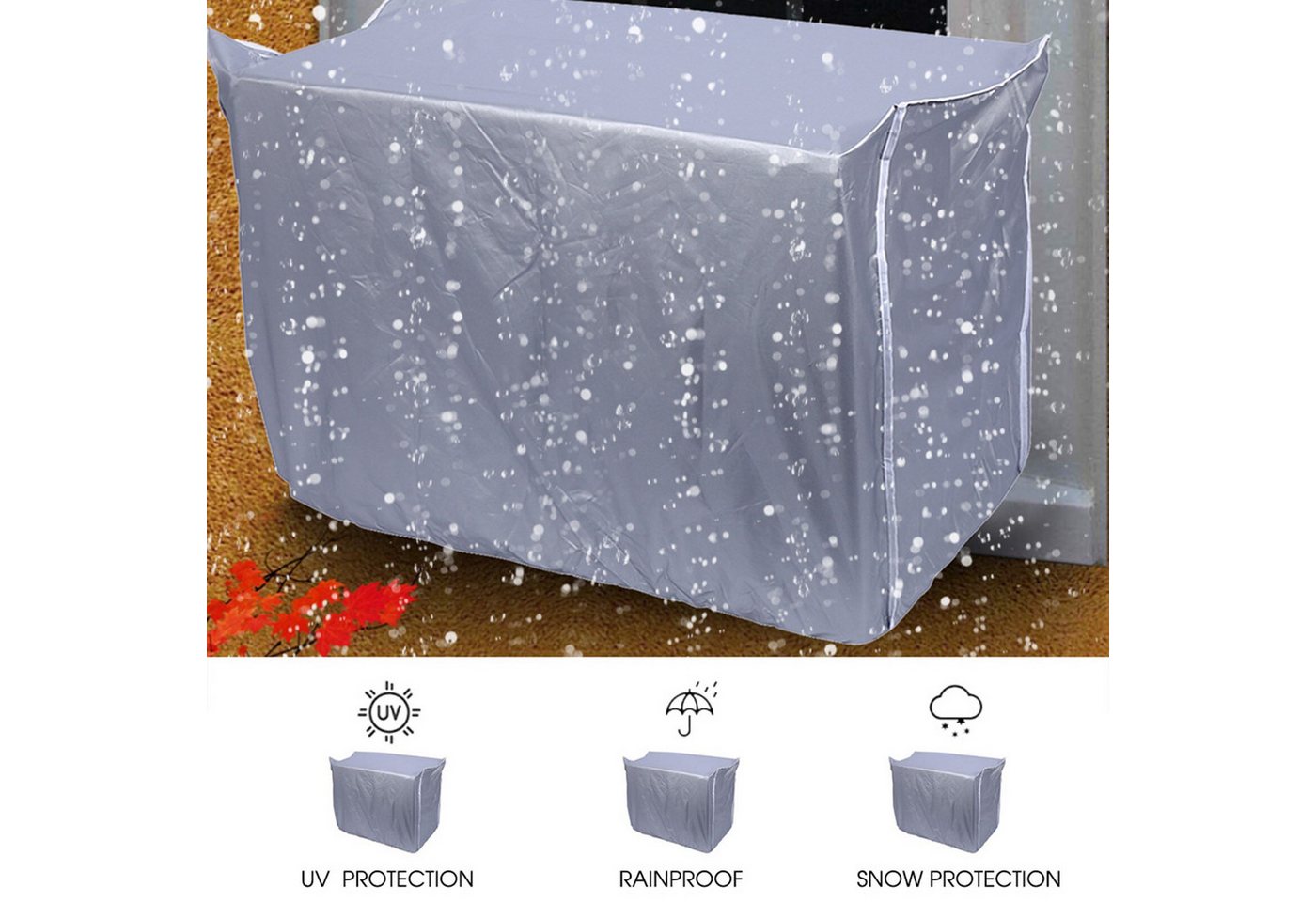 FUROKOY Abdeckhaube Regen-, wasser- und sonnensichere Klimageräteabdeckung für Außengeräte 86x32x56cm, Futterfarbe zufällig – Bild 3 von 5