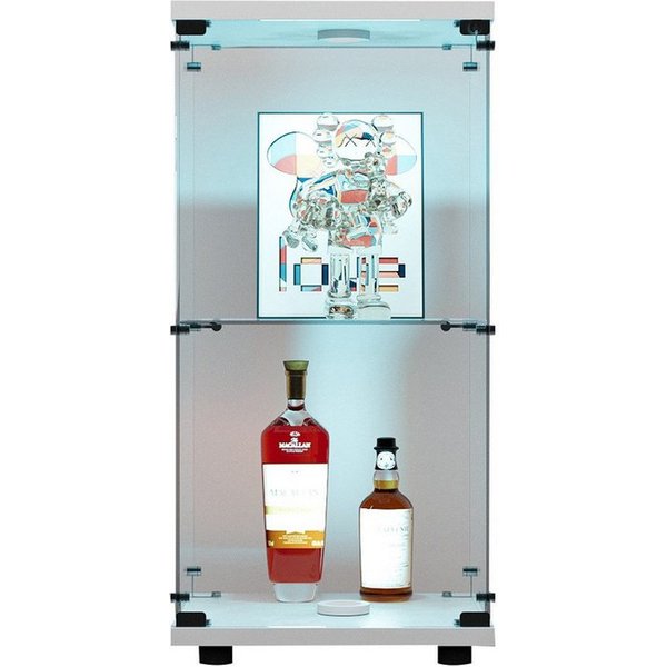 FUROKOY Glasvitrine Glas Standvitrinen, Drei/Zweifach-Vitrine aus gehärtetem Glas, (Glasvitrinen mit LED beleuchtung) Hochschränke,Modern Wohnzimmer,Schwarz/Wei
