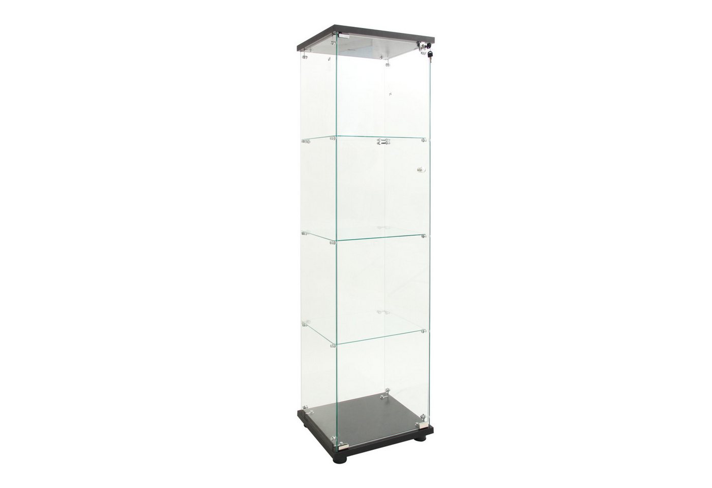 FUROKOY Glasvitrine Standvitrine, Modern Glas Vitrinenschrank (4 Lagen Glasvitrine mit 1 Glastür, Sammlervitrine, für Sammlerstücke Bücher Wein) – Bild 4 von 5
