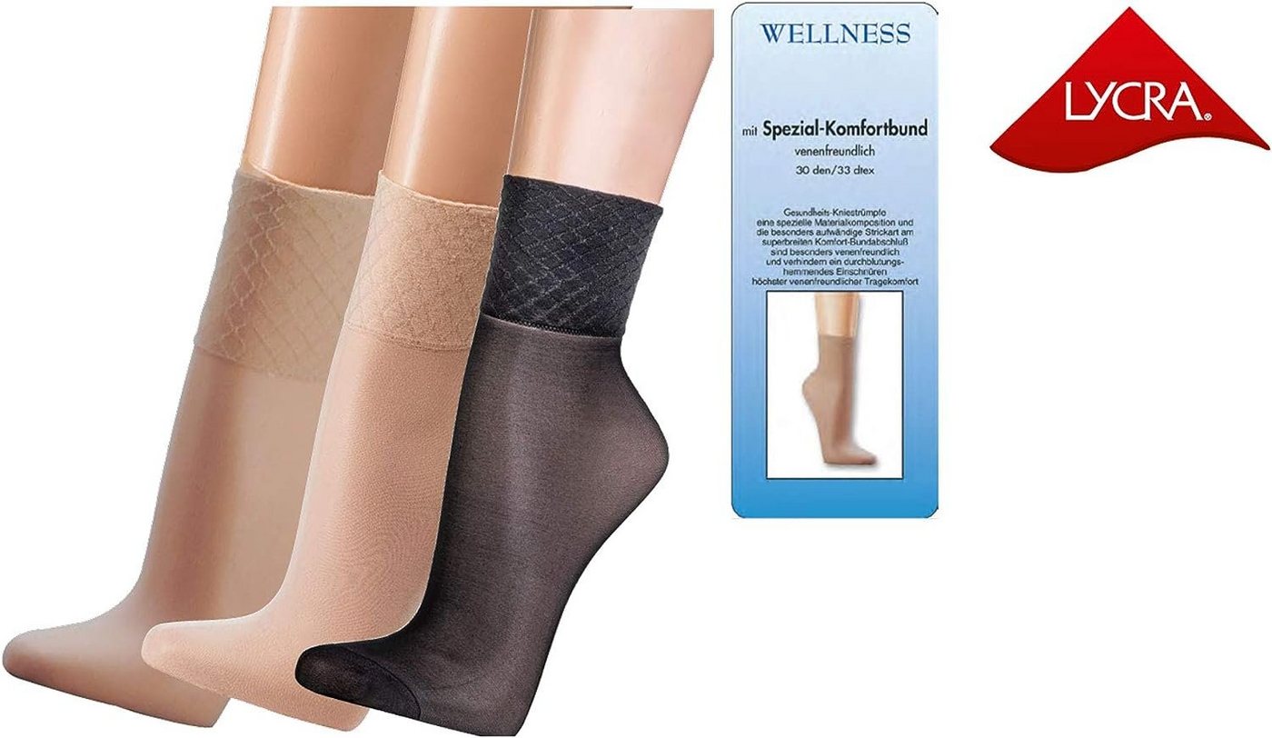 FussFreunde Feinsocken 10 Paar Wellness-Feinsöckchen, 30den, Komfortbund, mit Glanzeffekt (10 Paar) Spezial-Komfortbund ohne Gummidruck, verstärkte Spitze – Bild 2 von 5