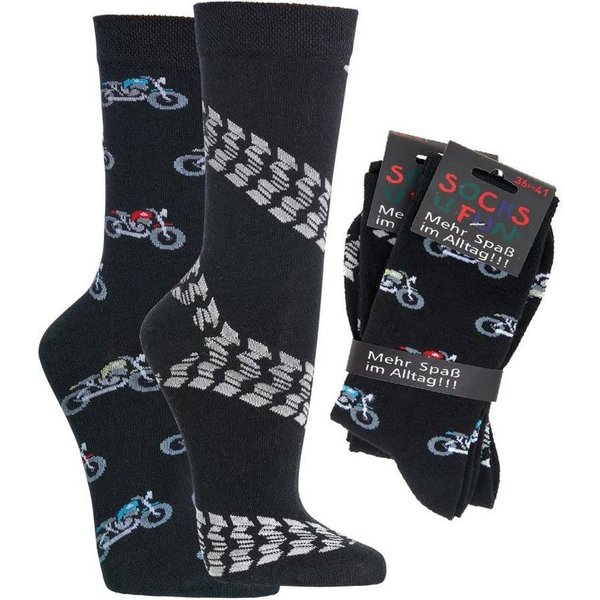 FussFreunde Socken 2 Paar Fun Socken, Spaß mit Socken, viele lustige Motive, Geschenkidee (Set, 2 Paar) handgekettelte Zehennaht, Piqué-Komfortbund