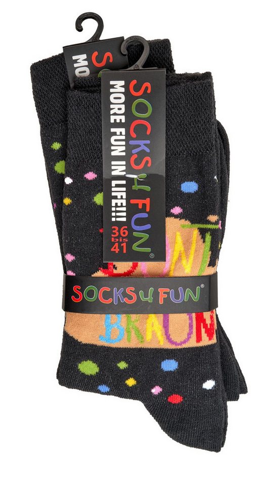 FussFreunde Socken 2 Paar Fun Socken, Spaß mit Socken, viele lustige Motive, Geschenkidee (Set, 2 Paar) handgekettelte Zehennaht, Piqué-Komfortbund – Bild 4 von 5