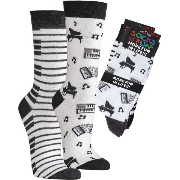 FussFreunde Socken 2 Paar Fun Socken, Spaß mit Socken, viele lustige Motive, Geschenkidee (Set, 2 Paar) handgekettelte Zehennaht, Piqué-Komfortbund