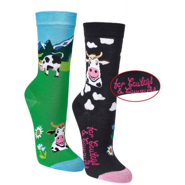 FussFreunde Socken 2 Paar Fun Socken, Spaß mit Socken, viele lustige Motive, Geschenkidee (Set, 2 Paar) handgekettelte Zehennaht, Piqué-Komfortbund