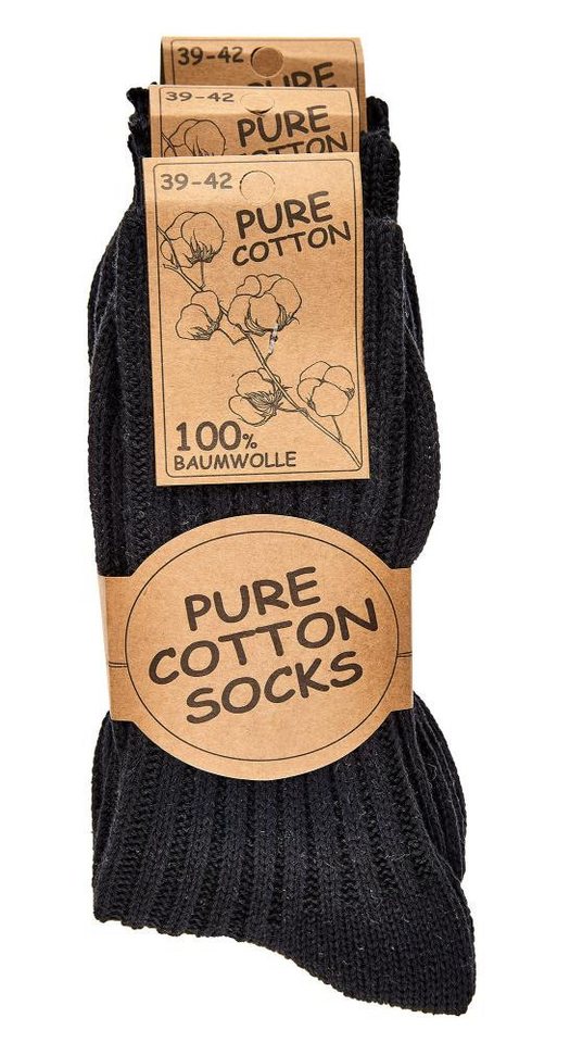 FussFreunde Strümpfe 3 Paar warme Wintersocken, 100% Baumwolle Socken, dicke Kuschelsocken (3 Paar) reine Baumwolle, schwere Qualität, auch für empfindliche Hau – Bild 2 von 5