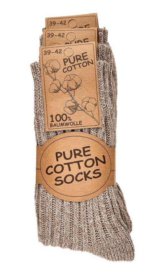 FussFreunde Strümpfe 3 Paar warme Wintersocken, 100% Baumwolle Socken, dicke Kuschelsocken (3 Paar) reine Baumwolle, schwere Qualität, auch für empfindliche Hau – Bild 2 von 5
