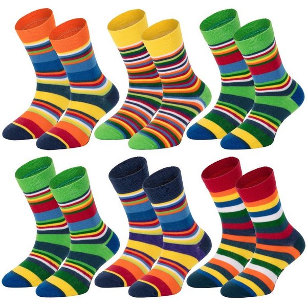 FussFreunde Thermosocken 6 Paar warme Ringel Kindersocken mit Frotteefutter, Thermo Socken (6 Paar) Vollfrottee-gefüttert