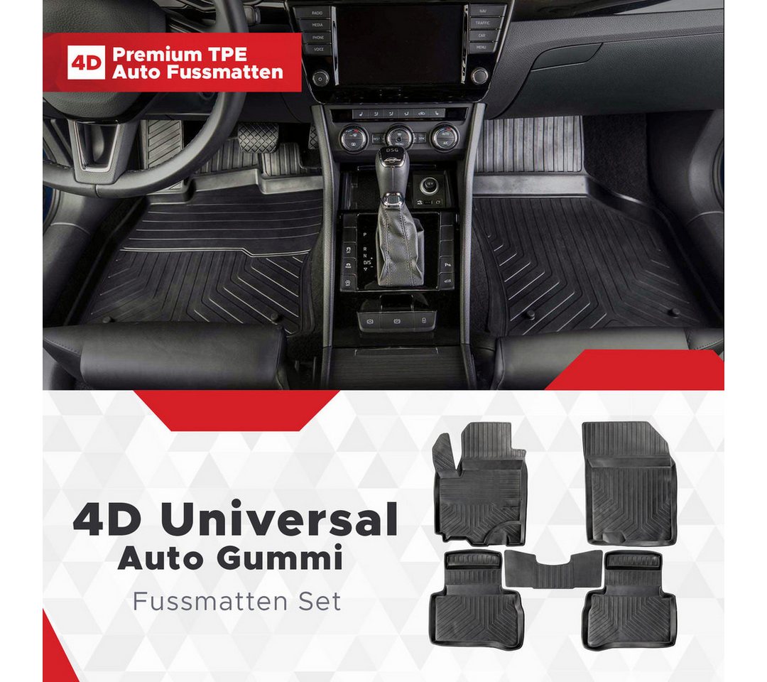 fussmattenprofi.com Auto-Fußmatte 4D Universal Auto Gummi Fussmatten Set (1 St), Peugeot 3008, Jaguar F-Pace, Tesla Model X, Honda HR-V, Volkswagen T-Cross, Fia – Bild 2 von 5