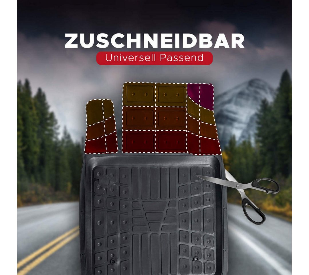 fussmattenprofi.com Auto-Fußmatte 4D Universal Auto Gummi Fussmatten Set (1 St), Peugeot 3008, Jaguar F-Pace, Tesla Model X, Honda HR-V, Volkswagen T-Cross, Fia – Bild 4 von 5