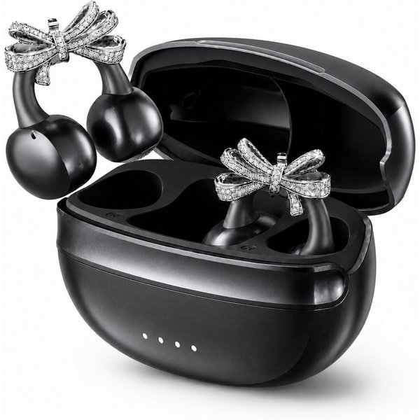 Futicare Bluetooth 6.0 Clip-On-Kopfhörer mit abnehmbarem Deko-Element, Open-Ear-Kopfhörer (kabellose Earbuds mit 60 Std.IPX5, KI-Mikrofon, Geschenkidee für sie)