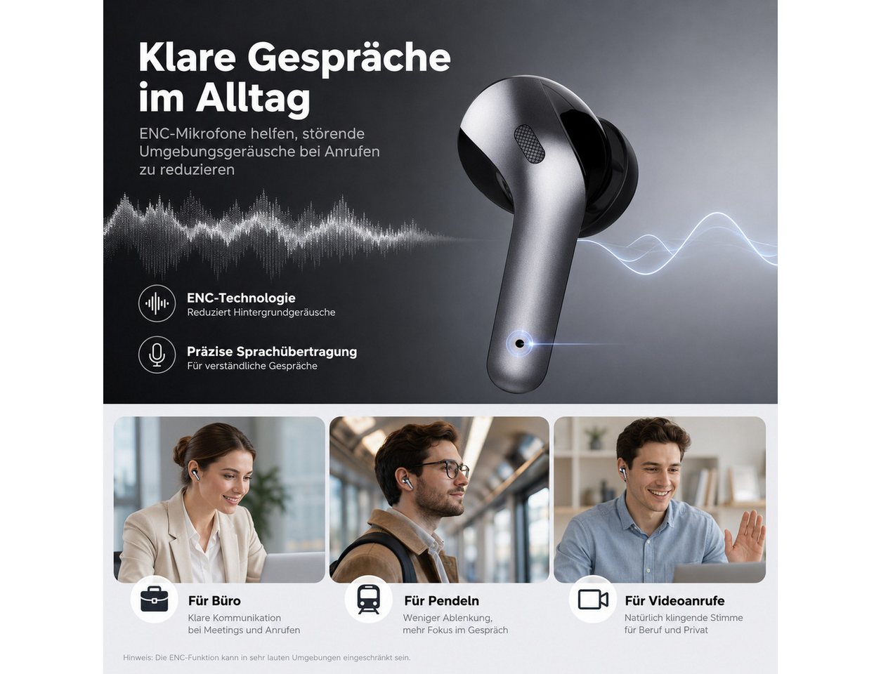 Futicare Bluetooth Kopfhörer 5.4 mit Mikrofon, 52 Std. Akku, In-Ear-Kopfhörer (für Samsung Galaxy S26/S26 Ultra/S25/A57/A56/A16, iPhone 18 & weitere Android-Ger – Bild 4 von 5