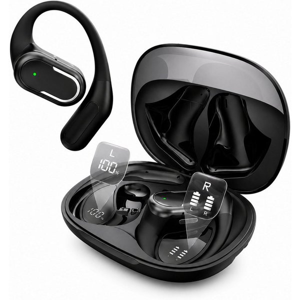 Futicare Bluetooth Kopfhörer 6.0, Sportkopfhörer mit Ohrbügel, Open-Ear-Kopfhörer (für Laufen & Radfahren, 60 Std. Akku, IPX7, Dual-Mikrofon)