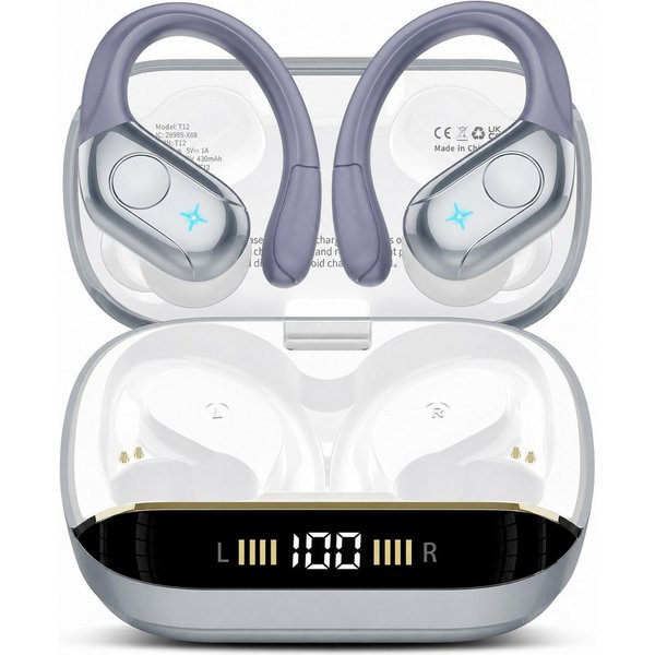 Futicare Bluetooth Kopfhörer, Sportkopfhörer mit Ohrbügel, Bluetooth 5.4, In-Ear-Kopfhörer (75 Std. Akku, 14,2 mm HiFi Stereo, 4 Mikrofone ENC, IP7 für Laufen, 