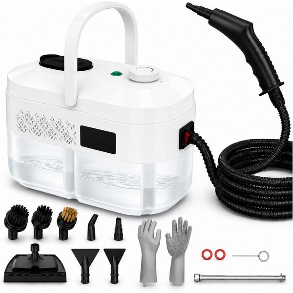 Futicare Dampfreiniger Handdampfreiniger 2500 W, bis zu 100 °C, 6 bar, ca. 15 Sek., 1400 ml, 2500 W, 6 Dampfstufen, Tragbarer Reiniger mit Zubehör für Küche, Fe