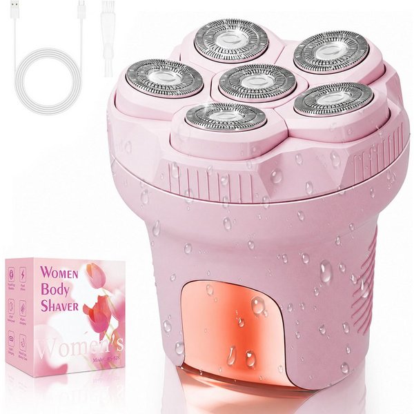 Futicare Epilierer Damen, Damenrasierer elektrisch mit 6D-Flex-Scherkopf, Aufsätze: 1 St., IPX6 Nass & Trocken, 2 Geschwindigkeiten, LED-Display, USB-C, 80 Min.