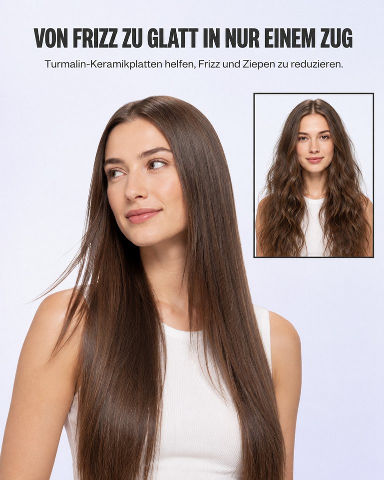 Futicare Glätteisen breit 50 mm, breiter Haarglätter mit 11 Temp 130–230 °C PTC-Schnellaufheizung, LED-Anzeige, 3D-Floating-Platten mit Aufbewahrungstasche, für – Bild 4 von 5