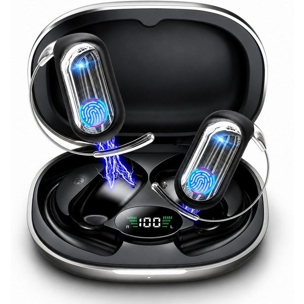 Futicare KI-Übersetzungskopfhörer mit GPT-KI, Bluetooth-Kopfhöre, Open-Ear-Kopfhörer (mit schlankem Ohrhaken für Brillenträger,165 Sprachen,ohne Abo,80 Std)