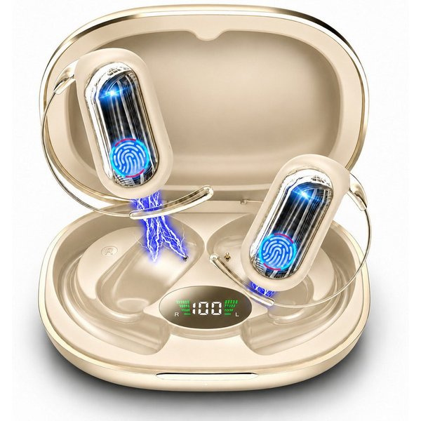 Futicare KI-Übersetzungskopfhörer mit GPT-KI, Bluetooth-Kopfhöre, Open-Ear-Kopfhörer (mit schlankem Ohrhaken für Brillenträger,165 Sprachen,ohne Abo,80 Std)