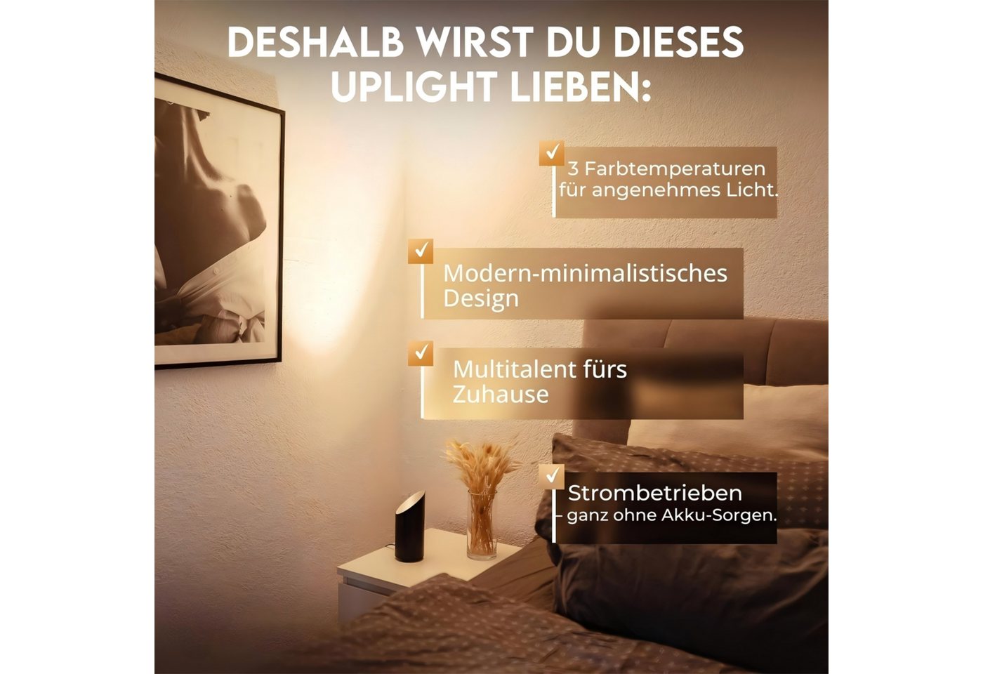 Futicare LED Stehlampe dimmbar mit Fernbedienung & Timer, 3 einstellbare Farbtemperaturen, LED fest integriert, (3000K/4000K/6000K), modernes Aluminium Design,  – Bild 5 von 5