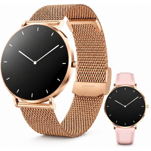Futicare Smartwatch ultraflach mit 6,8 mm Gehäuse, AMOLED-Display, Smartwatch Smartwatch mit Corning® Gorilla® Glass,Milanaise-Armband & Silikonarmband, modisch