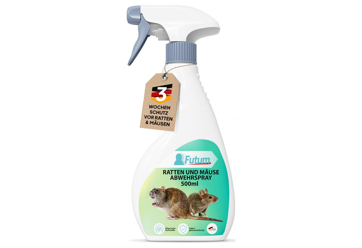 FUTUM Vergrämungsmittel Ratten & Mäuse Abwehrspray, 1 l, Präventiver Schutz, Vielseitig einsetzbar, Wirtschaftlich – Bild 3 von 3