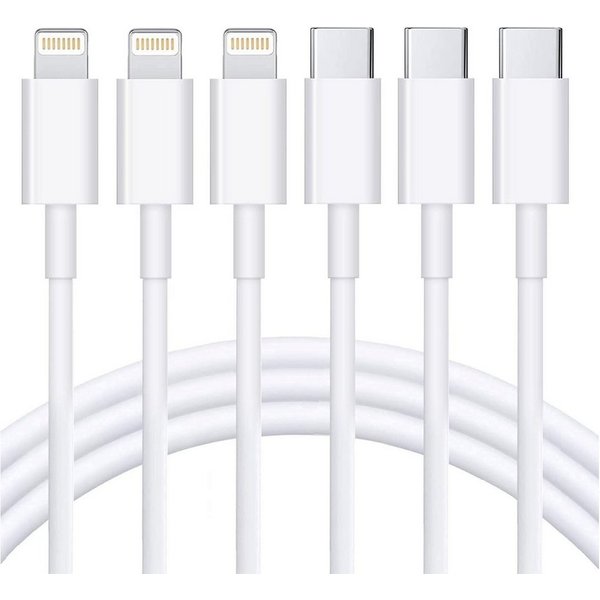 Futurea 3x Lightning Aufladekabel USB-C Ladekabel iPhone Ladekabel 1m Lightningkabel, Lightning, für Apple iPhone 8 9 10 X XR XS 11 12 13 14 Pro Max mini iPad A