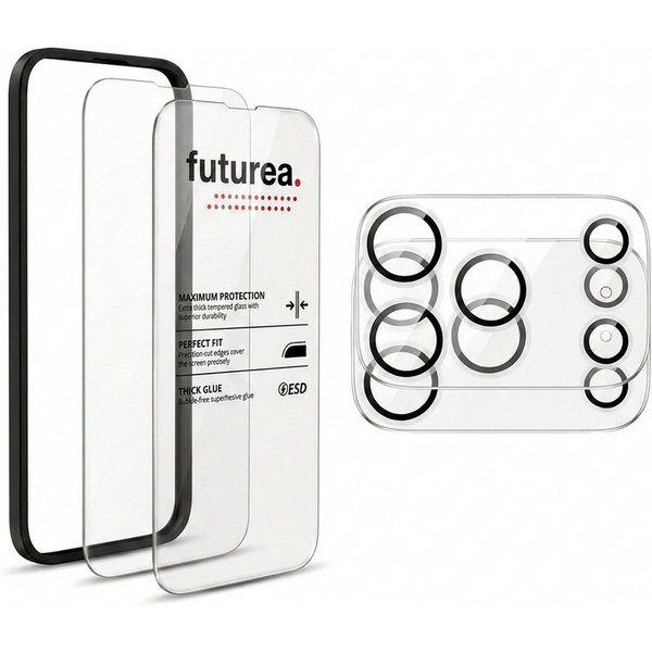 Futurea Displayschutzglas 2er Pack Schutzfolie 9H Panzerglas mit Kameraschutz für iPhone 18 Pro, 2er Vorteilsset, 2 Stück, Anti-Fingerabdruck, Ultraklar mit 9H 