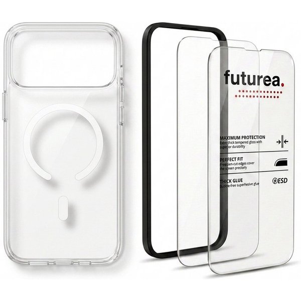 Futurea Handyhülle Hardcase Transparent MagSafe 3in1 Panzerglas iPhone 18 Pro & Pro Max 6,3" - 6,9", Premium Schutzset mit Schutzfolie 9H Härtegrad für das Appl