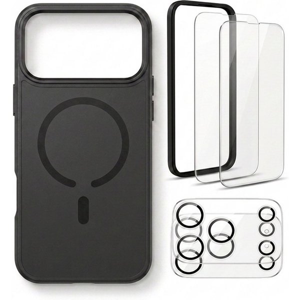 Futurea Handyhülle Schwarz Matt MagSafe Case 5in1 Set Panzerglas iPhone 18 Pro & Pro Max 6,3" - 6,9", Schutzset mit Schutzfolie und Kameraschutz für das Apple i