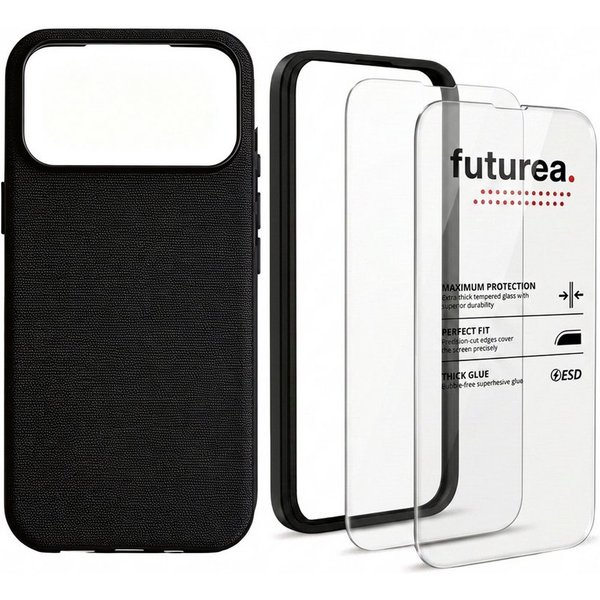 Futurea Handyhülle Woven Stoff MagSafe Case 3in1 Set Panzerglas iPhone 18 Pro & Pro Max 6,3" - 6,9", Premium Schutzset mit Schutzfolie 9H Härtegrad für das Appl