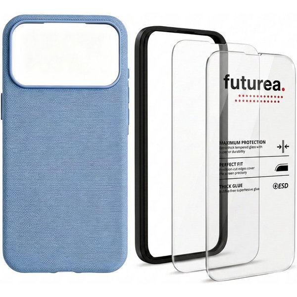Futurea Handyhülle Woven Stoff MagSafe Case 3in1 Set Panzerglas iPhone 18 Pro & Pro Max 6,3" - 6,9", Premium Schutzset mit Schutzfolie 9H Härtegrad für das Appl