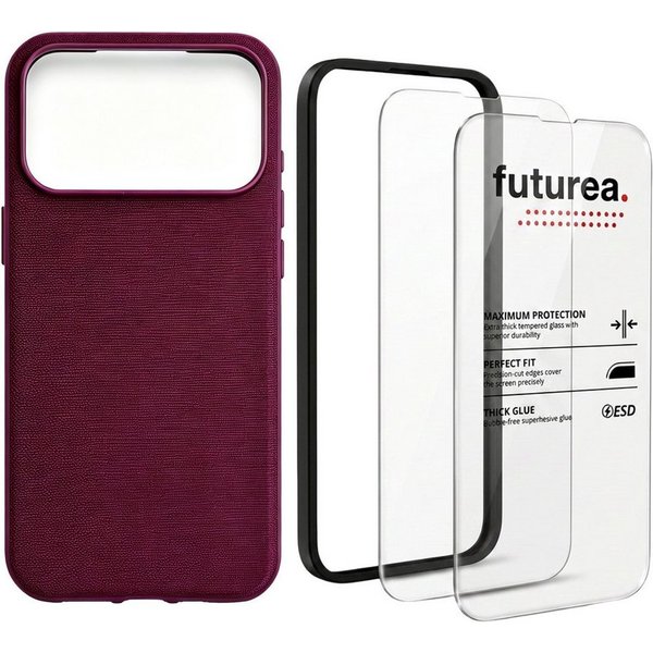 Futurea Handyhülle Woven Stoff MagSafe Case 3in1 Set Panzerglas iPhone 18 Pro & Pro Max 6,3" - 6,9", Premium Schutzset mit Schutzfolie 9H Härtegrad für das Appl