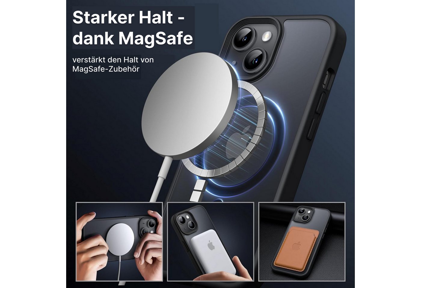 Futurea Smartphone-Hülle iPhone Hülle Schwarz MagSafe Case Frosted-Black, für iPhone 17 Air, iPhone 17 Pro, iPhone 17 Pro Max & iPhone 16 – Bild 4 von 4