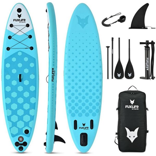 FUXLIFE SUP-Board FX-SUP320D1, Aufblasbar, (3 Finnen,Paddel,Pumpe,Tragetasche,Sicherheitsleine,Actioncam-Halterung)