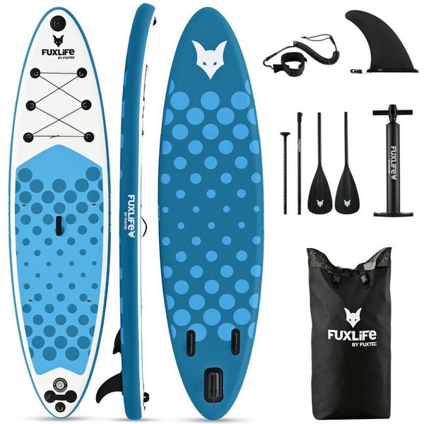 FUXLIFE SUP-Board FX-SUP320eco, Aufblasbar, (3 Finnen,Paddel,Pumpe,Tragetasche,Sicherheitsleine,Reparaturset)