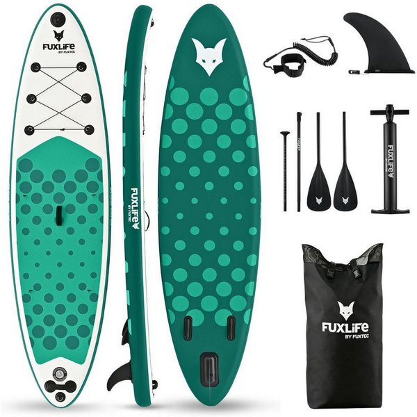 FUXLIFE SUP-Board FX-SUP320eco, Aufblasbar, (3 Finnen,Paddel,Pumpe,Tragetasche,Sicherheitsleine,Reparaturset)
