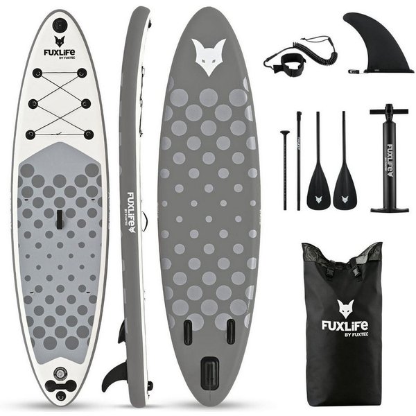 FUXLIFE SUP-Board FX-SUP320eco, Aufblasbar, (3 Finnen,Paddel,Pumpe,Tragetasche,Sicherheitsleine,Reparaturset)