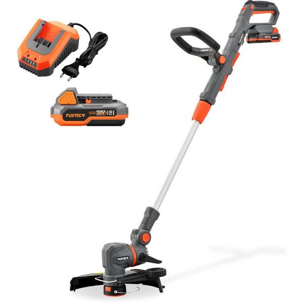 FUXTEC Akku-Motorsense FX-E1RT20PROSET, 28 cm Arbeitsbreite Messer, drehbarer Schneidkopf, Teleskopstiel, Faden- und Messer