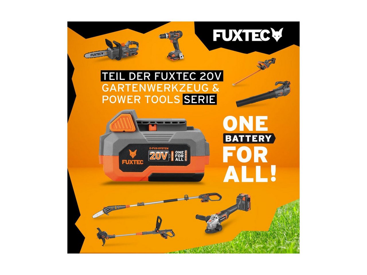 FUXTEC Akkurasenmäher FX-E1RM20-SET, 33 cm Schnittbreite, 35 L Fangkorb, 2x 20V 2Ah Akku, 25mm - 65mm Schnitthöhe – Bild 5 von 5